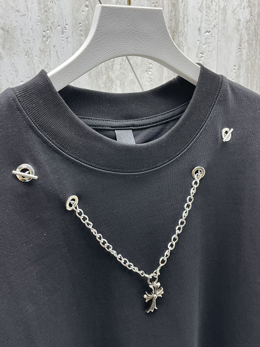 クロムハーツ  胸のクロハートチェーンファッション長袖シャツ
