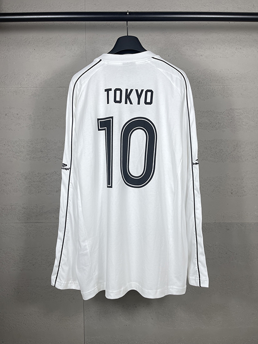 バレンシアガ コラボレーションサッカースポーツウェアロゴ刺繍プリント長袖シャツ