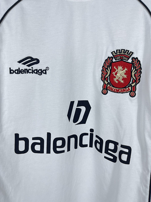 バレンシアガ コラボレーションサッカースポーツウェアロゴ刺繍プリント長袖シャツ