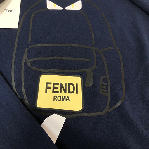 フェンディ 工芸精巧な長袖ラウンドネックセーター