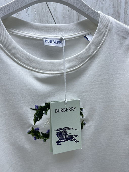 バーバリー レディース  花卉刺繍ロゴショートスリーブシャツ