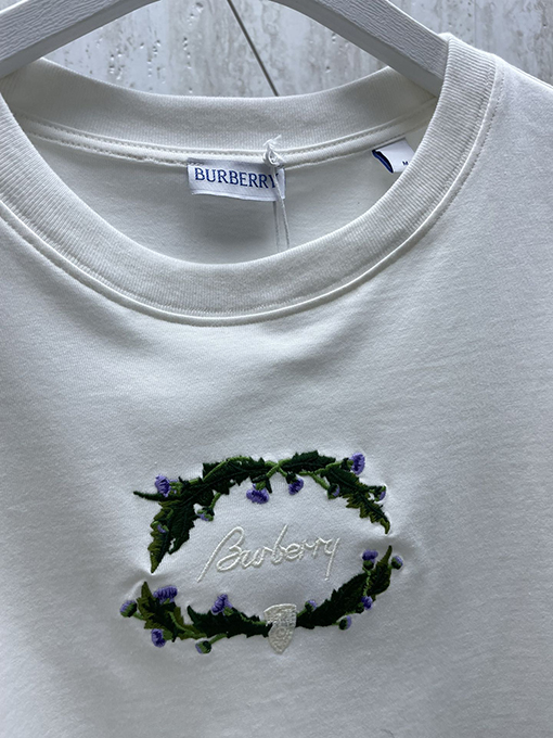 バーバリー レディース  花卉刺繍ロゴショートスリーブシャツ