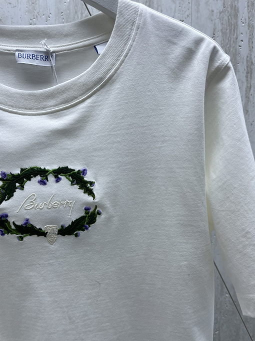 バーバリー レディース  花卉刺繍ロゴショートスリーブシャツ