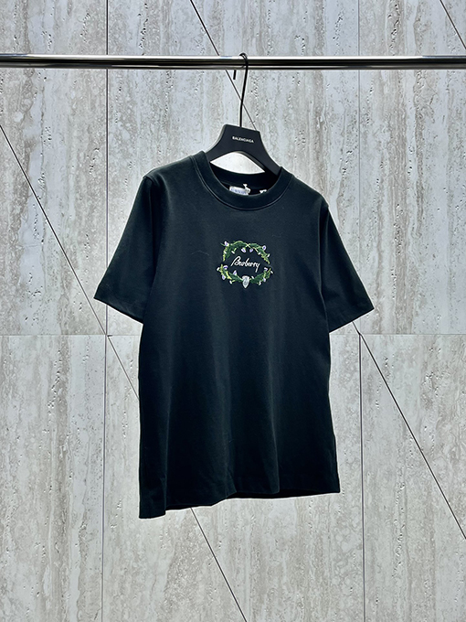 バーバリー レディース  花卉刺繍ロゴショートスリーブシャツ