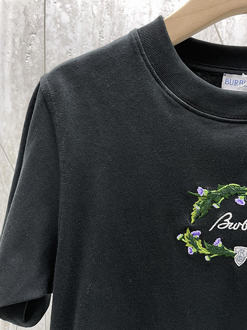 バーバリー レディース  花卉刺繍ロゴショートスリーブシャツ