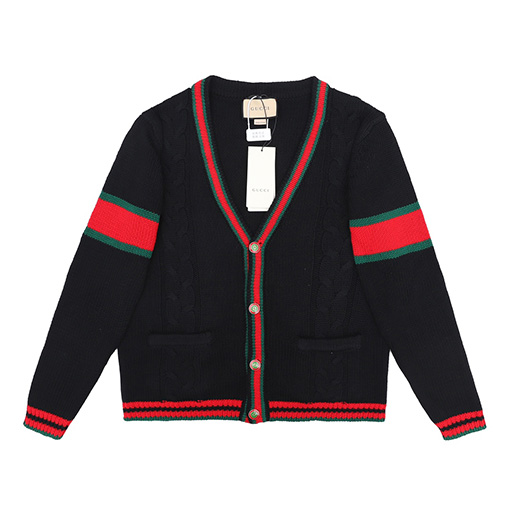 グッチ CHUCKY GRG シリーズ赤緑ストライプカーディガン