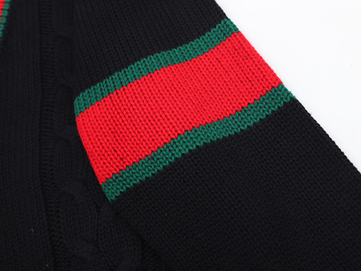 グッチ CHUCKY GRG シリーズ赤緑ストライプカーディガン