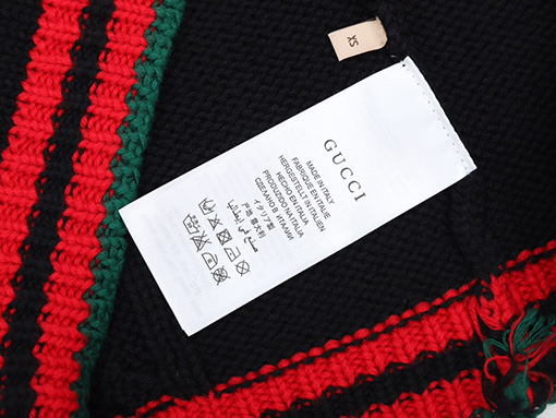 グッチ CHUCKY GRG シリーズ赤緑ストライプカーディガン