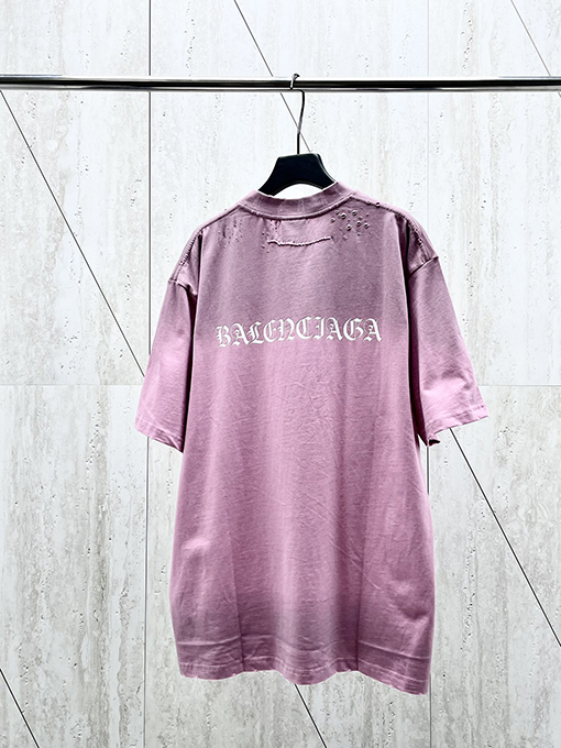 バレンシアガ 24 SS 古い穴のデザインサンスクリット語の半袖Tシャツ