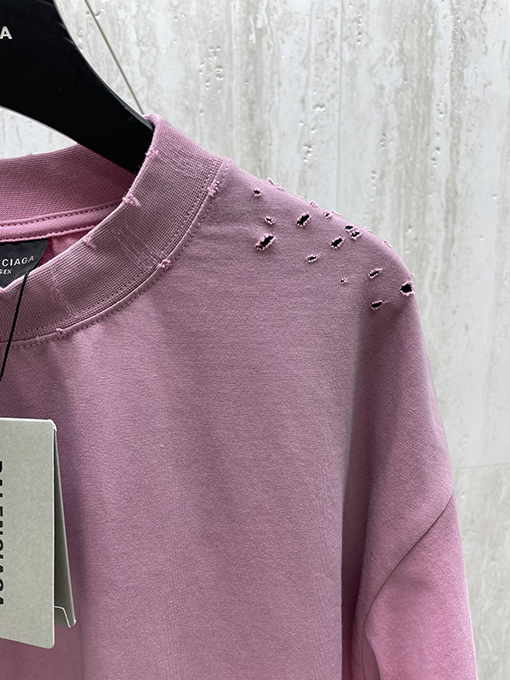バレンシアガ 24 SS 古い穴のデザインサンスクリット語の半袖Tシャツ