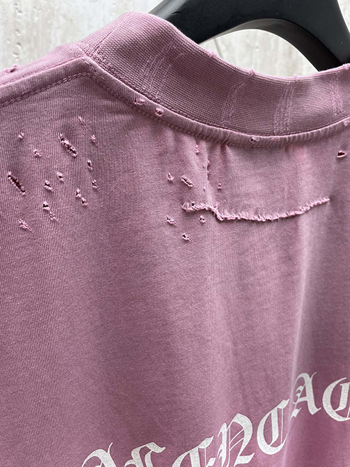 バレンシアガ 24 SS 古い穴のデザインサンスクリット語の半袖Tシャツ