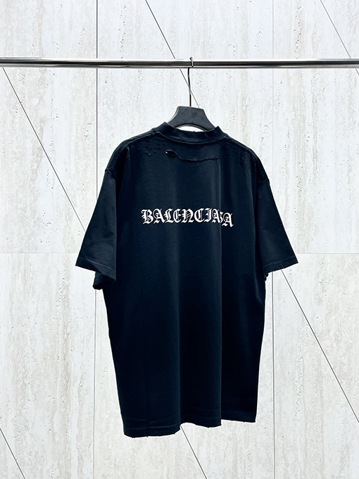バレンシアガ 24 SS 古い穴のデザインサンスクリット語の半袖Tシャツ