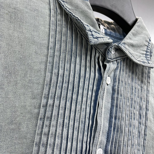 ロエベ 軽やかなコットンリネンプリーツシャツ
