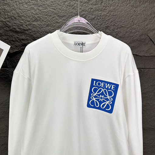 ロエベコピー 新しい刺繍文字ロゴクルーネックパーカー