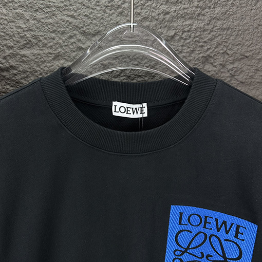 ロエベコピー 新しい刺繍文字ロゴクルーネックパーカー