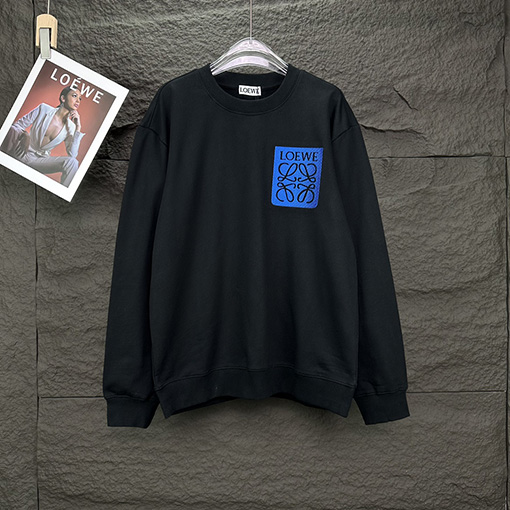 ロエベコピー 新しい刺繍文字ロゴクルーネックパーカー