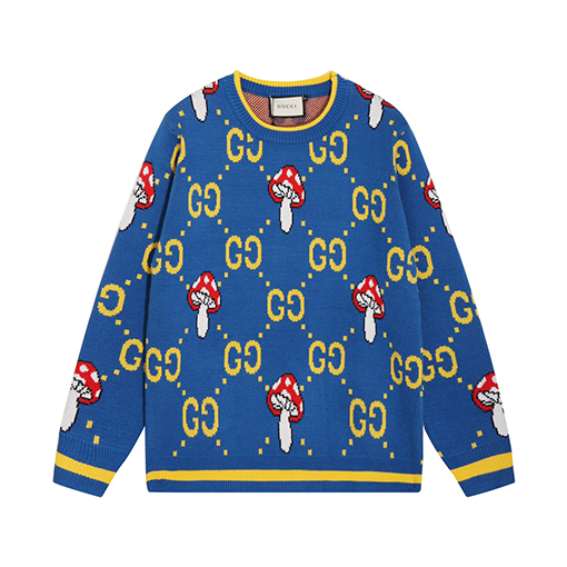 グッチ ダブルGクラシックマッシュルームジャカードクルーネックセーター