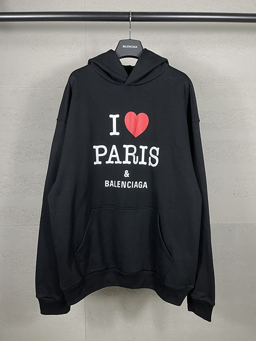 バレンシアガ フロント I Love Paris & Balencia アートプリントパーカー