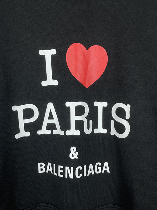バレンシアガ フロント I Love Paris & Balencia アートプリントパーカー