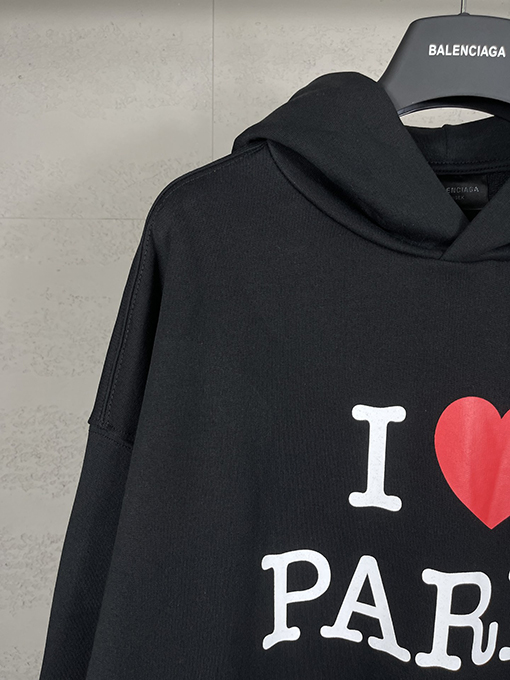 バレンシアガ フロント I Love Paris & Balencia アートプリントパーカー