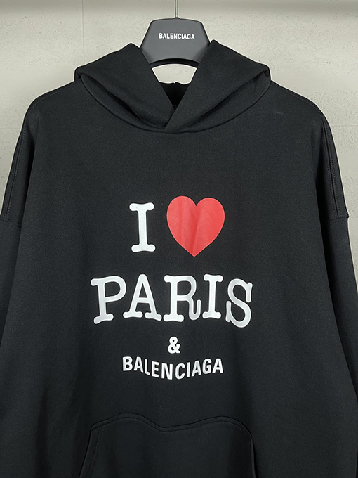 バレンシアガ フロント I Love Paris & Balencia アートプリントパーカー