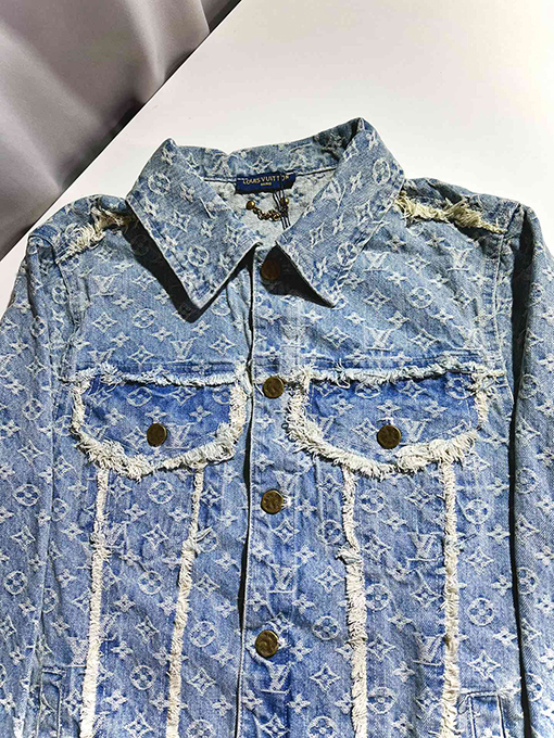 ルイヴィトンコピー 水洗い竹節タッセル破壊デニムジャケット