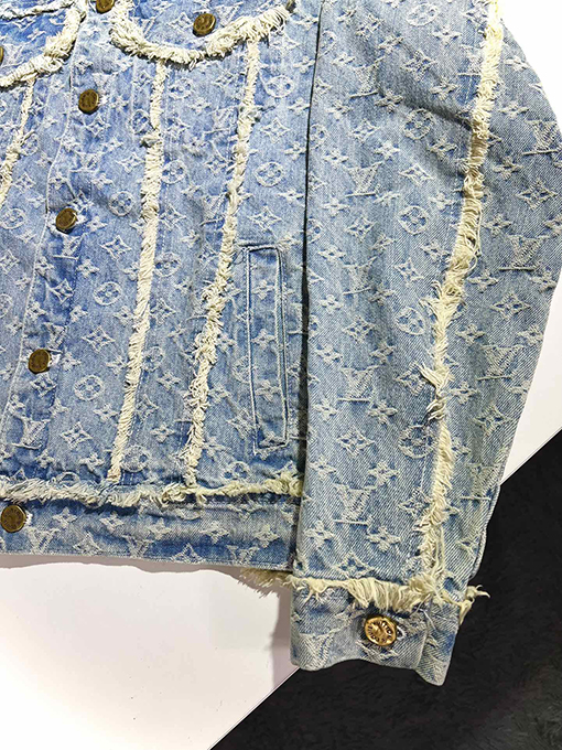 ルイヴィトンコピー 水洗い竹節タッセル破壊デニムジャケット