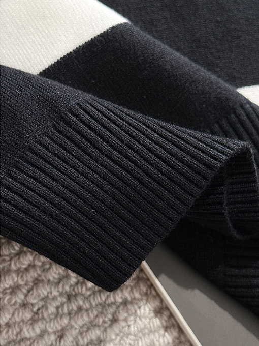 プラダ 24 ss 黒と白のクラシックニットクルーネックセーター