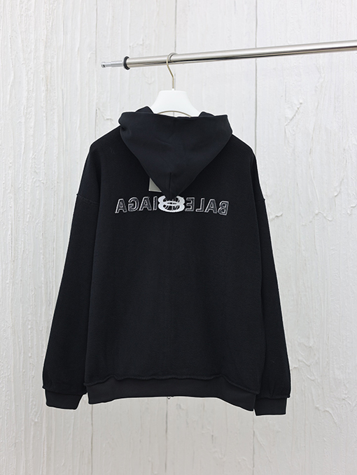 バレンシアガ 新しいバックカットフード付きジッパーパーカー