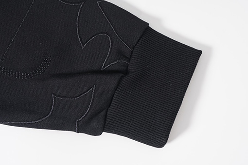 ルイヴィトン 新しいフル刺繍ブラックコットンニットクルーネックパーカー