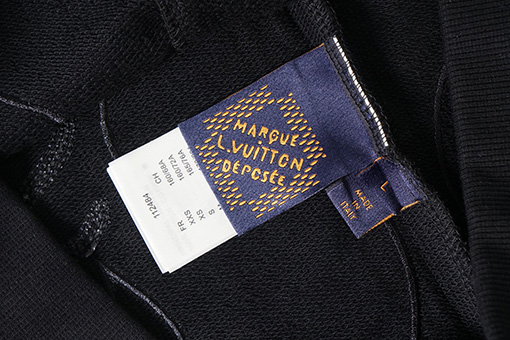 ルイヴィトン 新しいフル刺繍ブラックコットンニットクルーネックパーカー