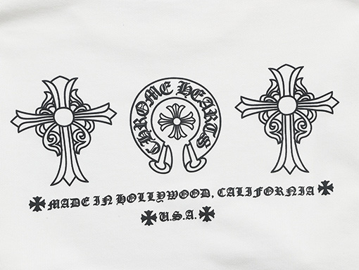 クロムハーツ 馬蹄形のクロスプリントの大きなロゴのクルーネックパーカー