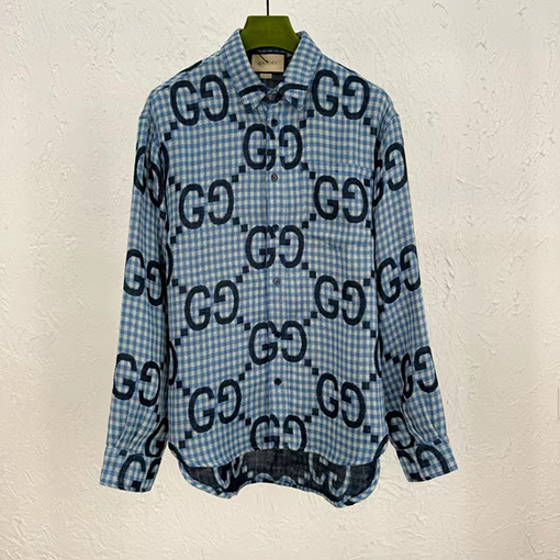 グッチ GGロゴ 綿麻素材 人気 シャツ