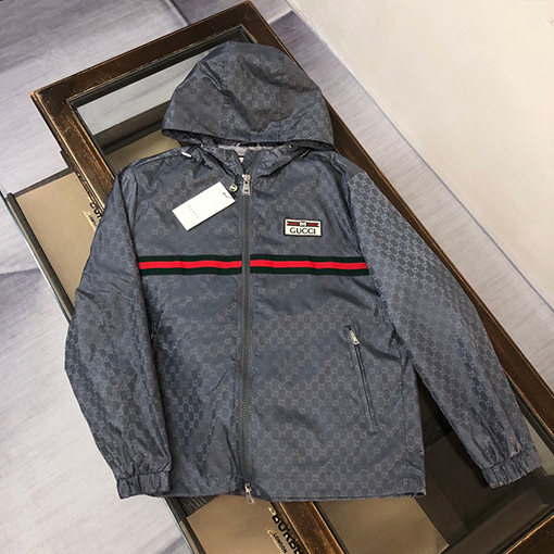 グッチフード ジャンパーアウター赤緑テープパッチワーク