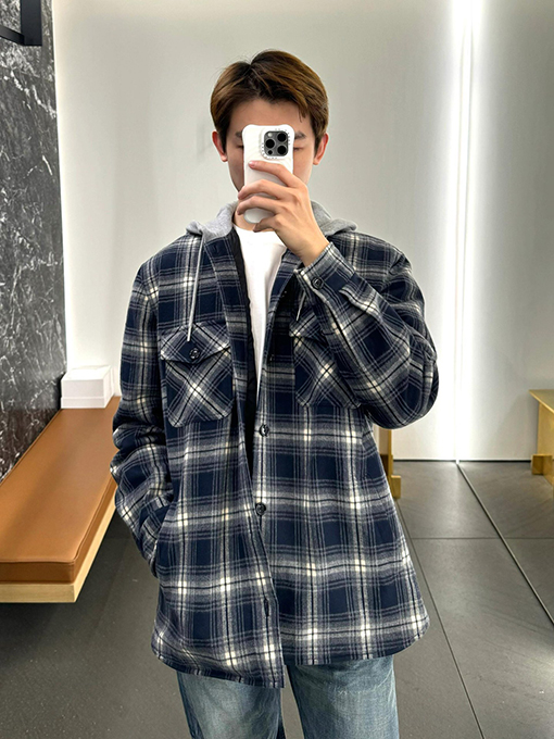 セリーヌ 24 FW 新しいチェック柄カシミヤアルファベットフードコート