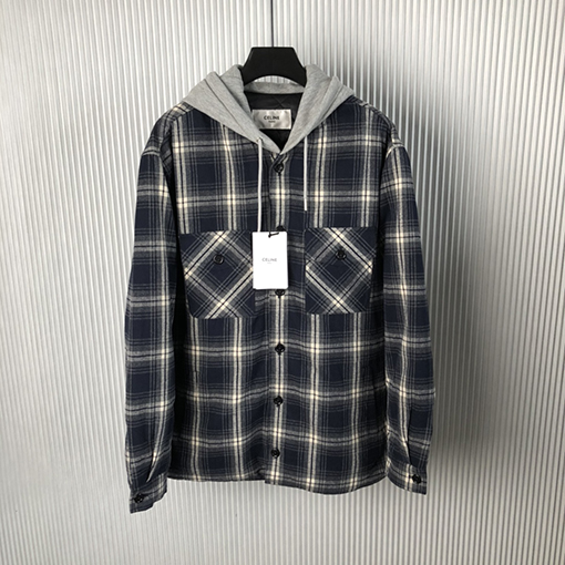 セリーヌ 24 FW 新しいチェック柄カシミヤアルファベットフードコート