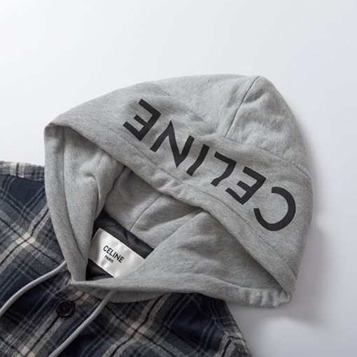 セリーヌ 24 FW 新しいチェック柄カシミヤアルファベットフードコート
