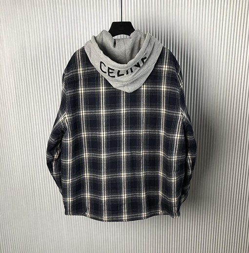 セリーヌ 24 FW 新しいチェック柄カシミヤアルファベットフードコート