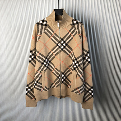 バーバリーコピー 24 FW 新しいチェック柄のカシミヤスタンドカラーセーター