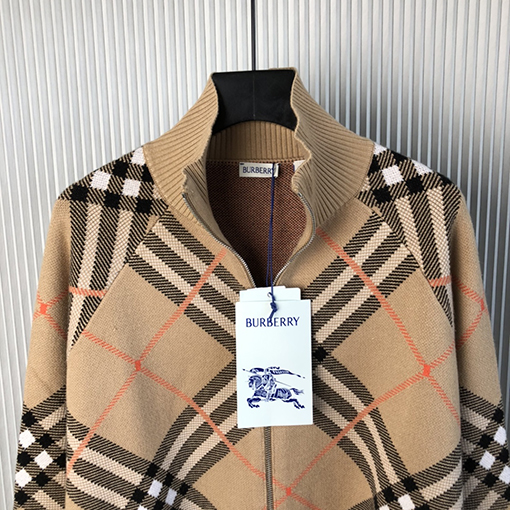 バーバリーコピー 24 FW 新しいチェック柄のカシミヤスタンドカラーセーター