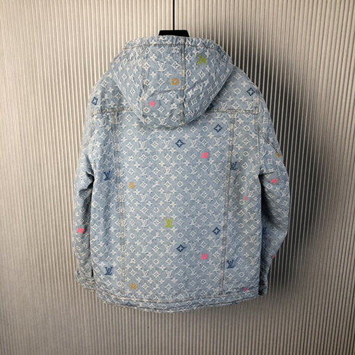 ルイヴィトン 24 FW 新しい老花デニムフードダウンジャケット