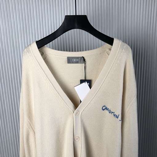 ディオール 24 FW 新しいブレンド平織りニット刺繍カーディガン
