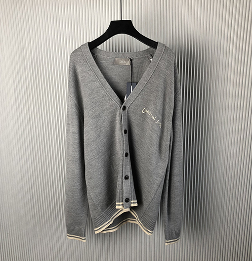 ディオール 24 FW 新しいブレンド平織りニット刺繍カーディガン