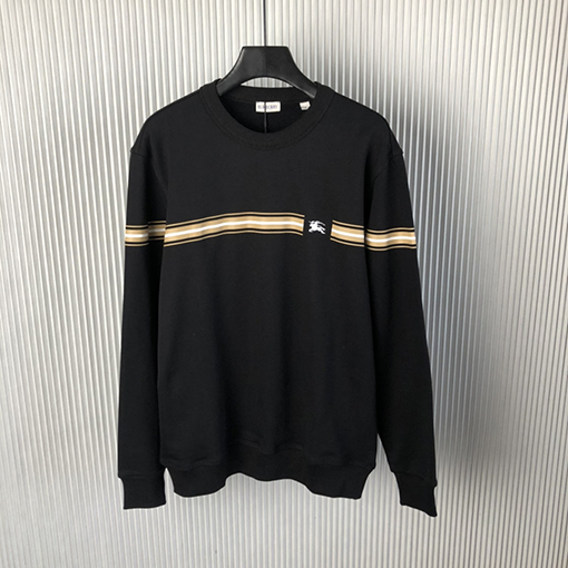 バーバリー ロゴ刺繍入りコットンストライププリントクルーネックパーカー