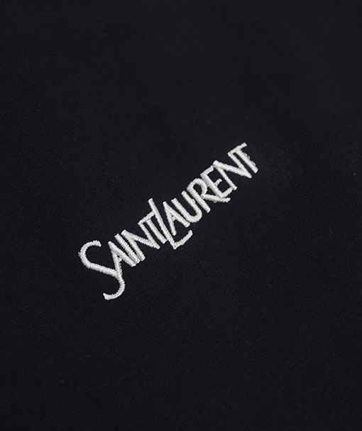 サンローラン 胸のの文字刺繍の衝突色のフード付きフリースパーカー