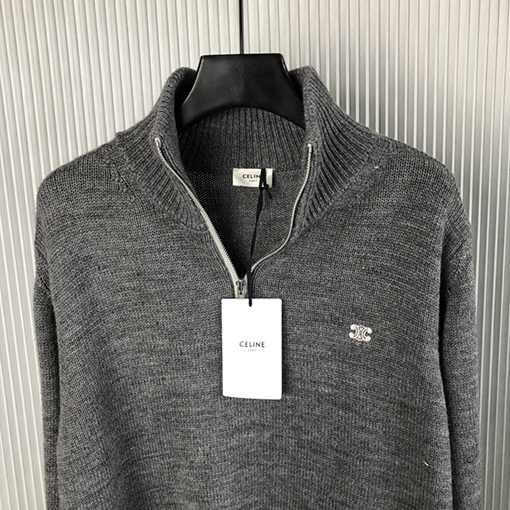 セリーヌコピー 24 FW 新しいカシミヤ半高襟ジッパーセーター