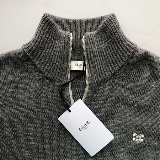 セリーヌコピー 24 FW 新しいカシミヤ半高襟ジッパーセーター