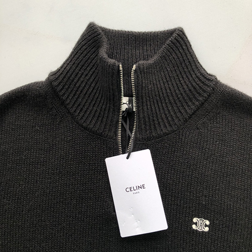 セリーヌコピー 24 FW 新しいカシミヤ半高襟ジッパーセーター
