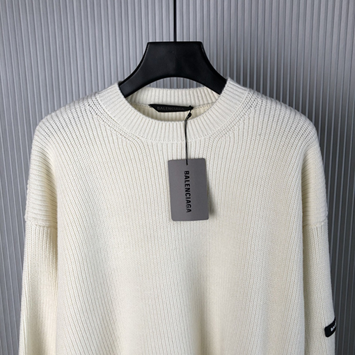 バレンシアガ 24 FW 新しい袖マーク無地プルオーバーセーター
