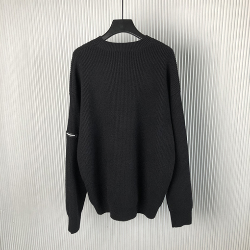 バレンシアガ 24 FW 新しい袖マーク無地プルオーバーセーター